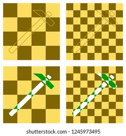 Masked hammer on a checkerboard