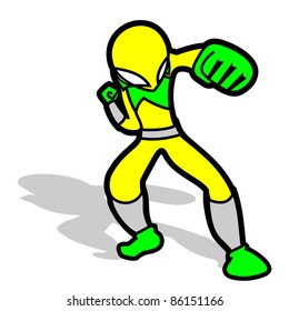 Masked hero punching