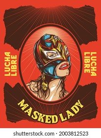 masked lady lucha libre for poster tshirt design and merchandise