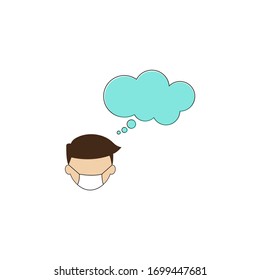 masked man and cloud of thoughts.vector