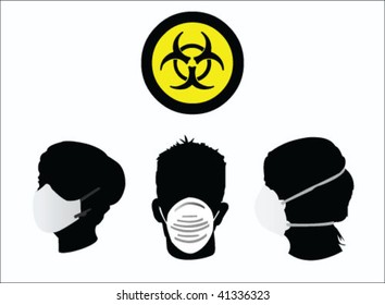 Masked man with dangerous sign vector