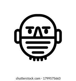 Maskierte Mann Symbol Vektor. Die Menschen tragen eine medizinische Schutzmaske, eine einfache Zeilentechnik. Minimales Symbol einzeln auf weißem Hintergrund. 