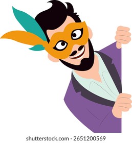 Masked Man Peeking Party Invitation peeking, happy Rio Carnival Dancer