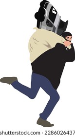 The masked man robs the caravan and flees-