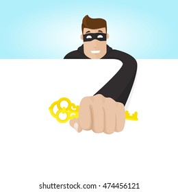 Masked man take a key