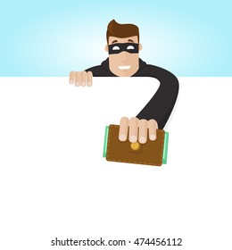Masked man take a money pocket