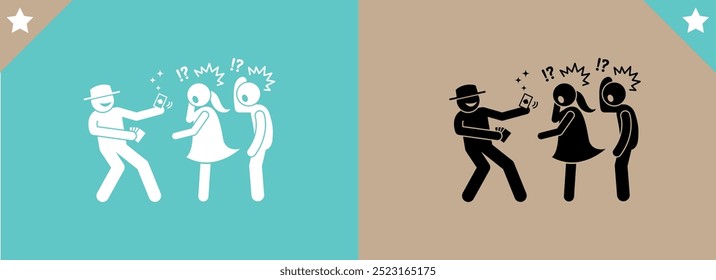 Hombre enmascarado, ellos quieren tomar dinero y tarjeta de crédito. Seguridad en Internet. Ilustración vectorial