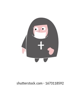 Masked monk flat avatar icon. White background.