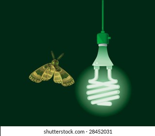 Masked moth with neon bulb