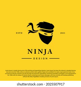 masked ninja spy logo template vector on yellow background