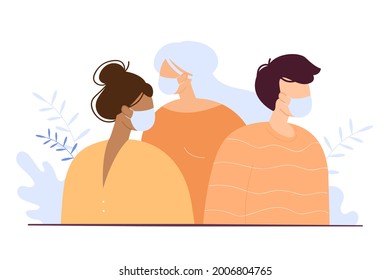 Masked people. Mask mode. Coronavirus. Vaccine