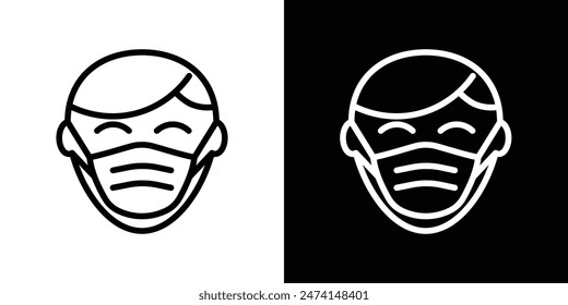 Conjunto de iconos de persona enmascarada. Hombre con una máscara médica símbolo de Vector. Signo de máscara facial.