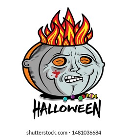 Masked Pumpkin Michael Myers. New Original Illustration. Vector. 