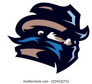 Masked Renegade Cartoon masked outlaw mascot logo illustration. Vector file