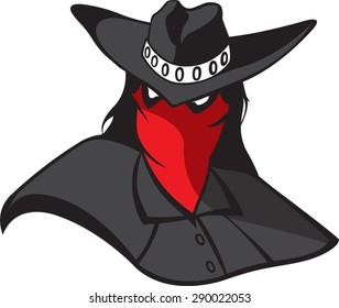 Masked Renegade 
Cartoon masked outlaw. Vector file