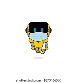 Masked Robot vector illustration. Good template for hospital or Medical mascot design.