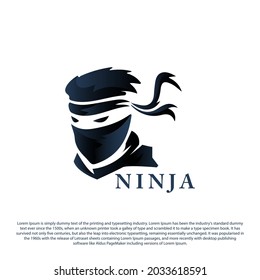 masked shadow ninja logo template vector on white background