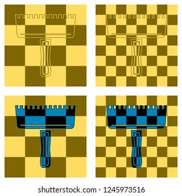 Masked spatula on a checkerboard