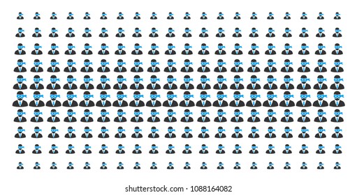 Masked thief icon halftone pattern, constructed for backgrounds, covers, templates and abstract concepts. Vector masked thief pictograms arranged into halftone grid.