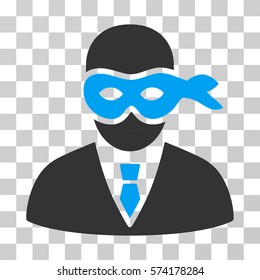 Masked Thief icon. Vector illustration style is flat iconic bicolor symbol, blue and gray colors, transparent background. Designed for web and software interfaces.