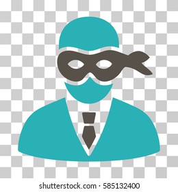 Masked Thief icon. Vector illustration style is flat iconic bicolor symbol, grey and cyan colors, transparent background. Designed for web and software interfaces.