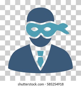 Masked Thief icon. Vector illustration style is flat iconic bicolor symbol, cyan and blue colors, transparent background. Designed for web and software interfaces.
