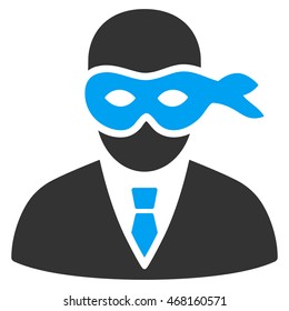 Masked Thief icon. Vector style is bicolor flat iconic symbol with rounded angles, blue and gray colors, white background.