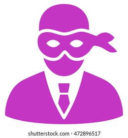 Masked Thief icon. Vector style is flat iconic symbol with rounded angles, violet color, white background.