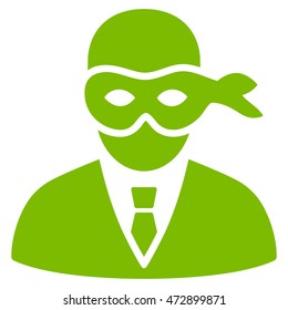 Masked Thief icon. Vector style is flat iconic symbol with rounded angles, eco green color, white background.