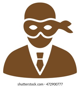 Masked Thief icon. Vector style is flat iconic symbol with rounded angles, brown color, white background.