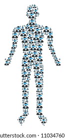 Masked thief person avatar. Vector masked thief icons are united into human composition.