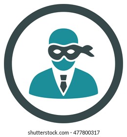 Masked Thief rounded icon. Vector illustration style is flat iconic bicolor symbol, soft blue colors, white background.