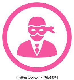 Masked Thief rounded icon. Vector illustration style is flat iconic symbol, pink color, white background.