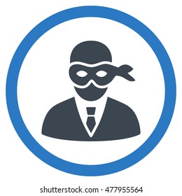 Masked Thief vector bicolor rounded icon. Image style is a flat icon symbol inside a circle, smooth blue colors, white background.