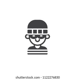 Masked Thief vector icon. filled flat sign for mobile concept and web design. Criminal man simple solid icon. Symbol, logo illustration. Pixel perfect vector graphics