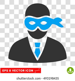 Masked Thief vector icon. Image style is a flat blue and gray icon symbol.
