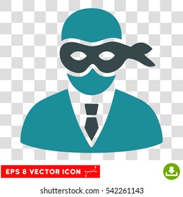 Masked Thief vector icon. Image style is a flat soft blue pictograph symbol.