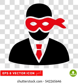 Masked Thief vector icon. Image style is a flat intensive red and black pictogram symbol.