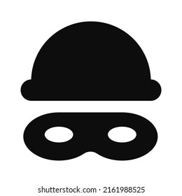 Masked thief vector illustration icon - Black symbol isolated on white background