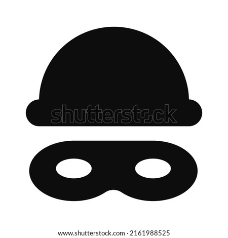 Masked thief vector illustration icon - Black symbol isolated on white background