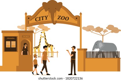 Masked traveller are entering the zoo main gate during new normal