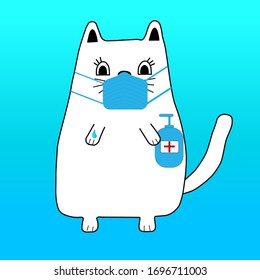 Gato blanco enmascarado con esterilizador