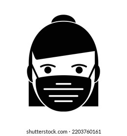 Masked woman icon on white background