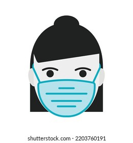 Masked woman icon on white background