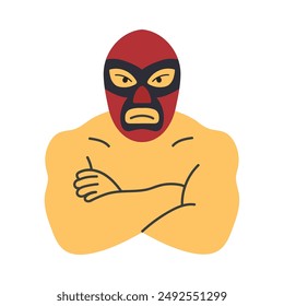 Ilustración vectorial aislada del logotipo del avatar del Clipart del icono del luchador enmascarado