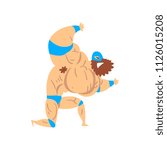 Masked wrestling fighter character fighting, professional wrestler of recreational sports show vector Illustration on a white background