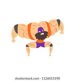 Masked wrestling fighter character, professional wrestler of recreational sports show vector Illustration on a white background