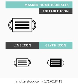 Masker icons set vector design, modern editable line and  glyph icon, black color and isolated for icon presentation, website and banner