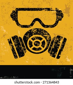 Mask,Industry design on yellow background,grunge vector
