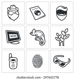 Masking of humans and animals icons set. Vector Illustration.
Isolated Flat Icons collection on a white background for design